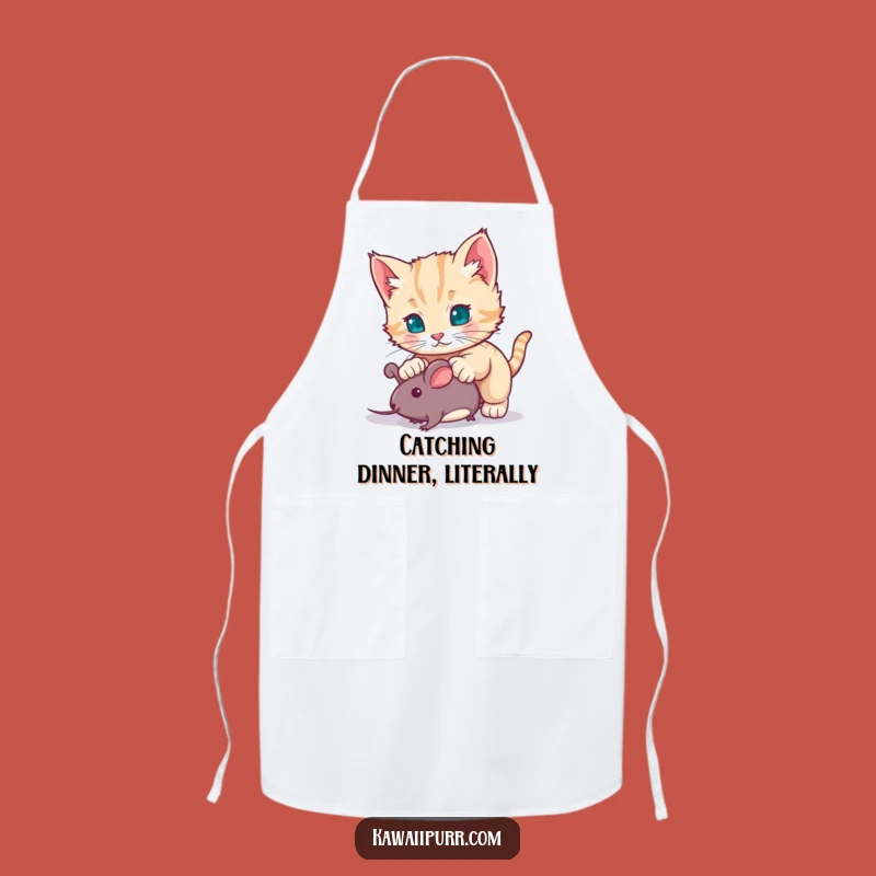 Funny Kitten Pouncing Apron: Kitchen Cat Character Toy Mouse Chef Gift