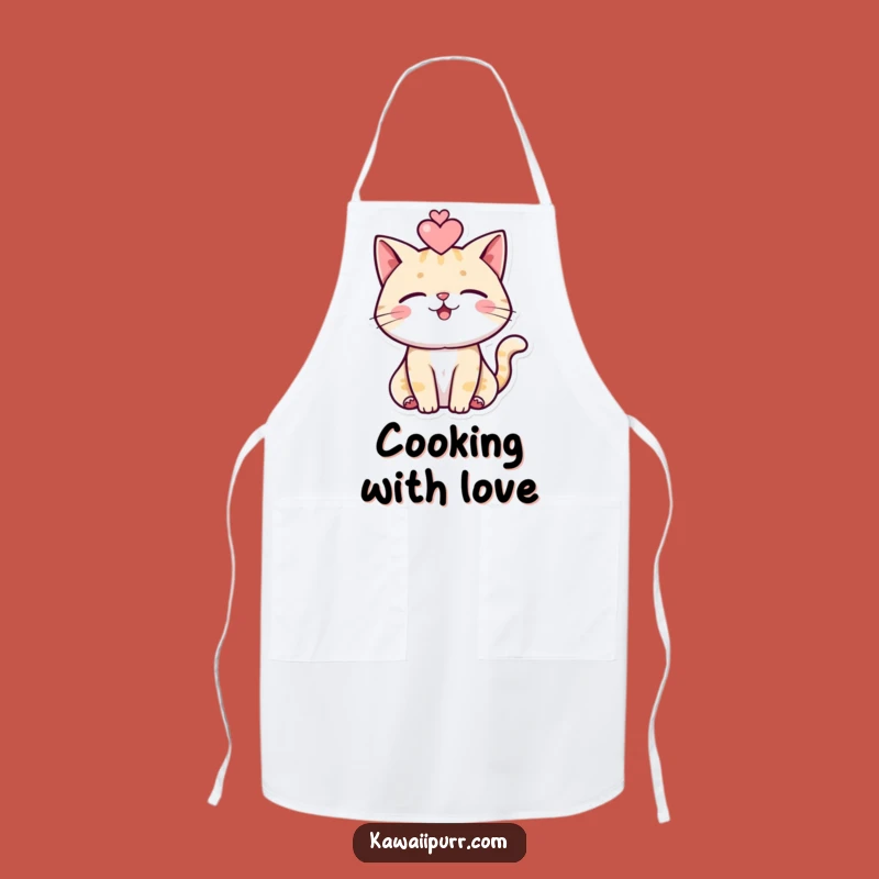 Funny Purring Cat Apron: Cute Feline Heart Kitchen Wear, Great Funny Cooking Gift!