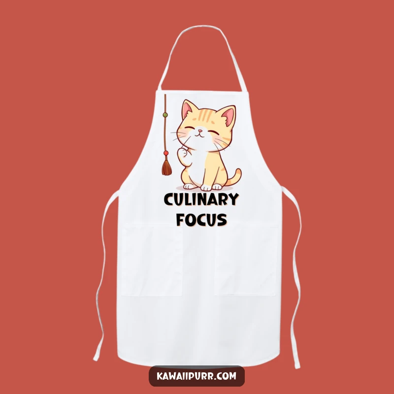 Funny Kawaii Cat String Apron: Focused Feline Kitchen Gift