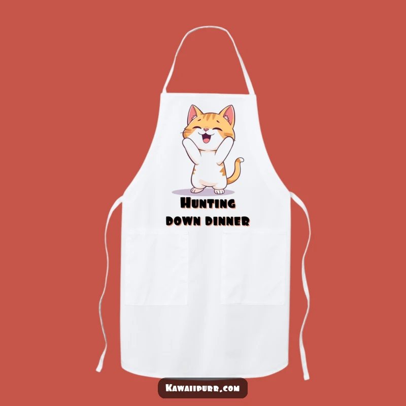 Funny Cat Pouncing Shadow Apron: Cook with Playful Glee and Hilarious Style!
