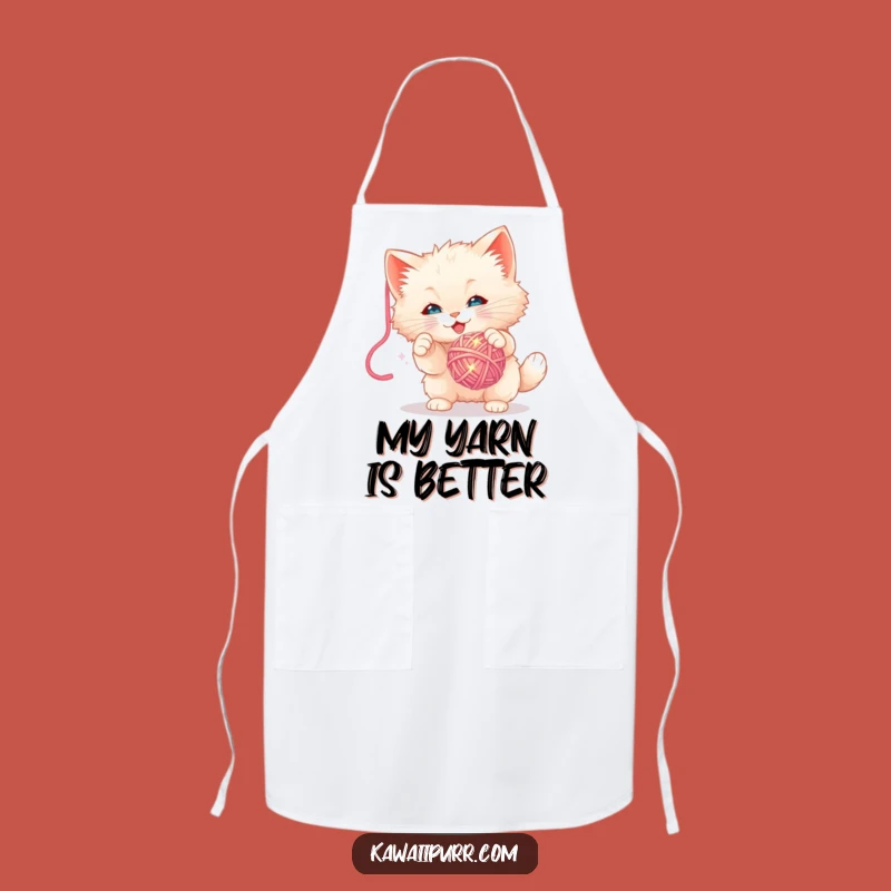 Funny Kitten Yarn Ball Apron - Kitchen Playfulness & Feline Flair