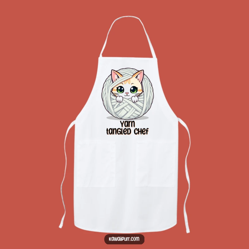 Funny Peeking Cat Yarn Apron: Kitchen Intrigue!