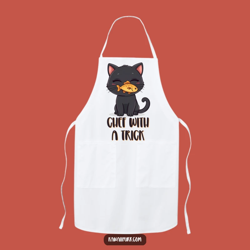 Kitchen Funny Black Cat Fish Apron, Mischievous Feline Chef Wear, Practical Funny Gift