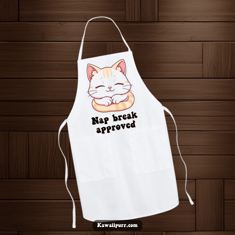 Funny Cat Apron, a cat sleeping contentedly with a smile, ideal for protecting clothes.