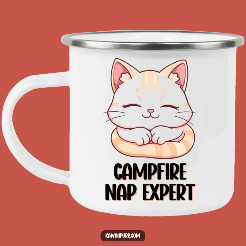 Funny Cat Napping Camping Mug: Peaceful Snooze Humor for Relaxing Outdoor Moments, Gift