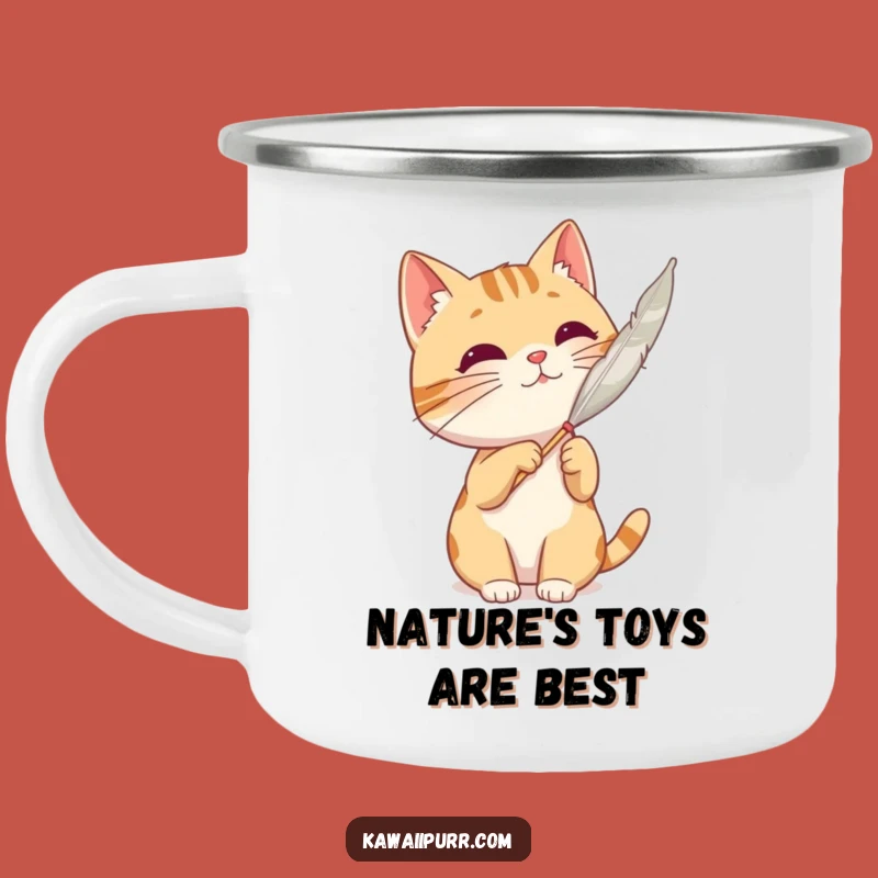 Funny Cat Feather Camping Mug: Durable Character Cup, Playful Outdoor Gift