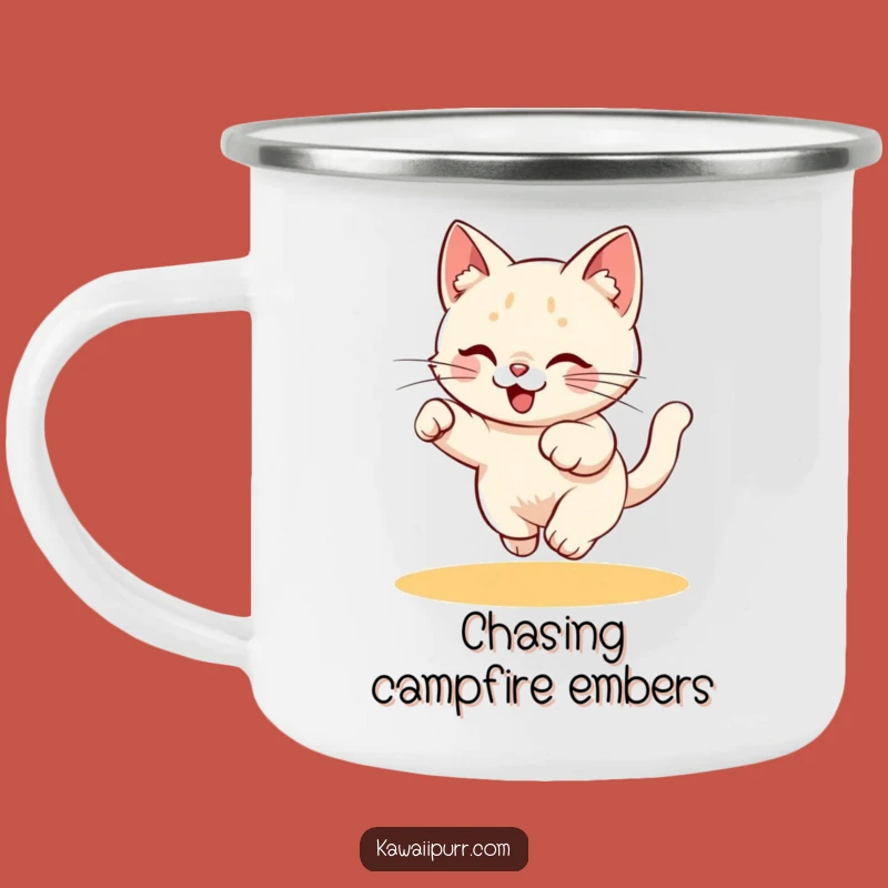 Funny Cat Laser Chase Camping Mug - Energetic Adventures & Feline Fun