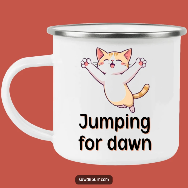 Funny Cat Leap Camping Mug: Durable Feline Acrobatics Outdoor Funny Gift
