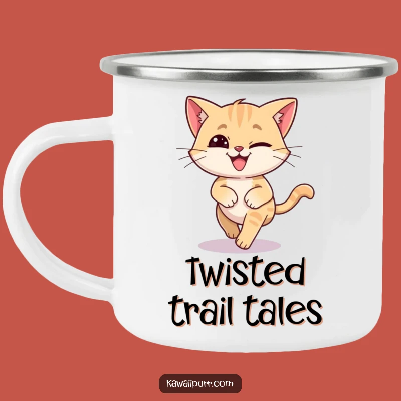 Funny Dizzy Cat Tail Chase Camping Mug: Outdoor Feline Fun!