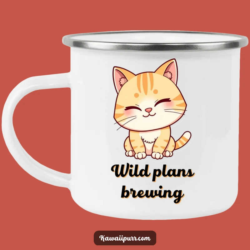 Funny Winking Cat Camping Mug: Durable Mischief with a Grin, Ideal Funny Outdoor Gift!