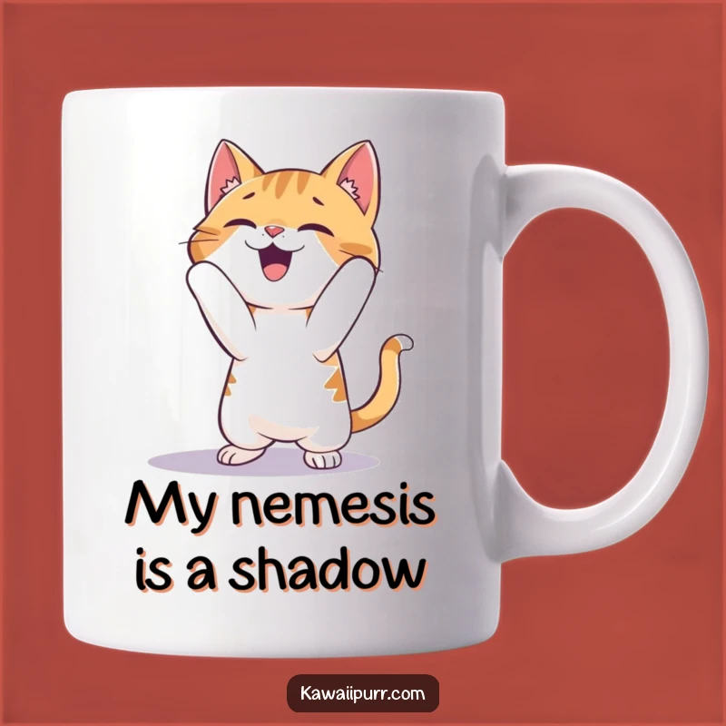 Funny Cat Pouncing Shadow Mug: A Hilarious Gift for Playful Felines and Humans Alike!