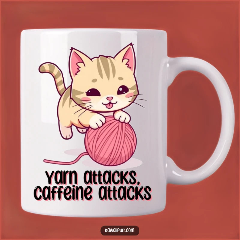 Funny Playful Cat Yarn Mug A Mischievous Feline Friend Funny Gift Idea