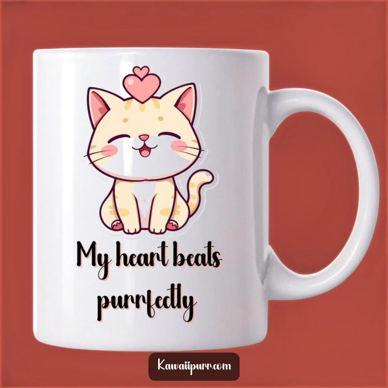 Funny Purring Cat Love Mug: Adorable Feline Heart Design, Perfect Gift for Cat Lovers!