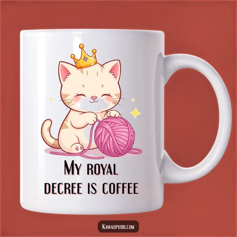 Royal Feline Funny Crown Cat Yarn Mug, Perfect Funny Gift for Cat Lovers