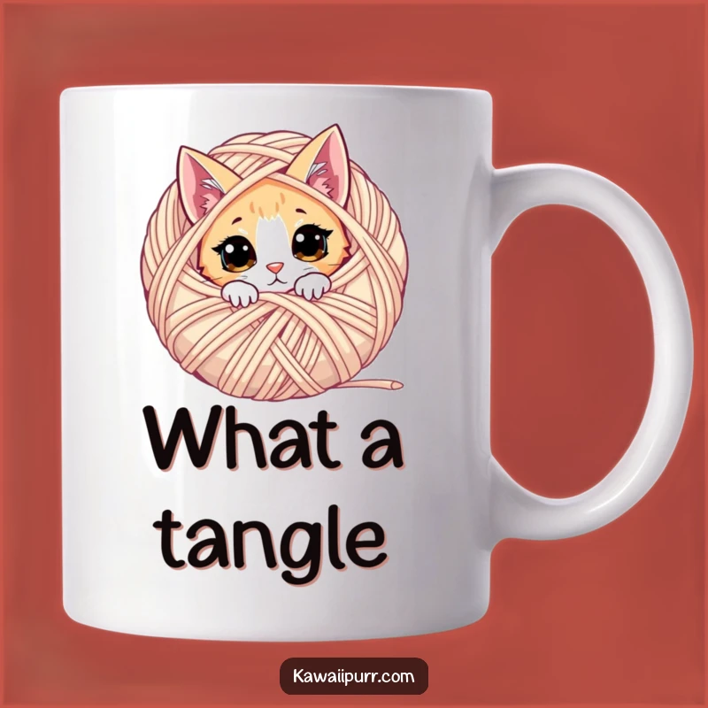 Funny Curious Cat Yarn Mug: Peek-a-Boo Design, Perfect Funny Gift for Knitters & Cat Lovers!