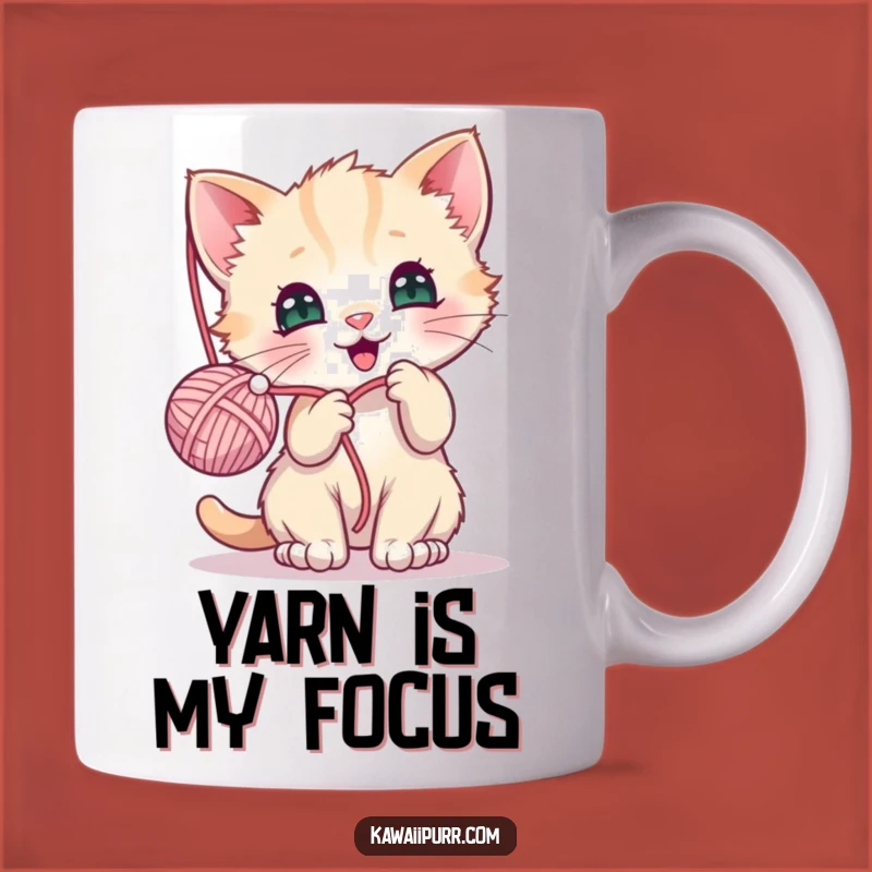 Funny Kawaii Kitten Yarn Mug: Adorable Playtime Fun Gift!