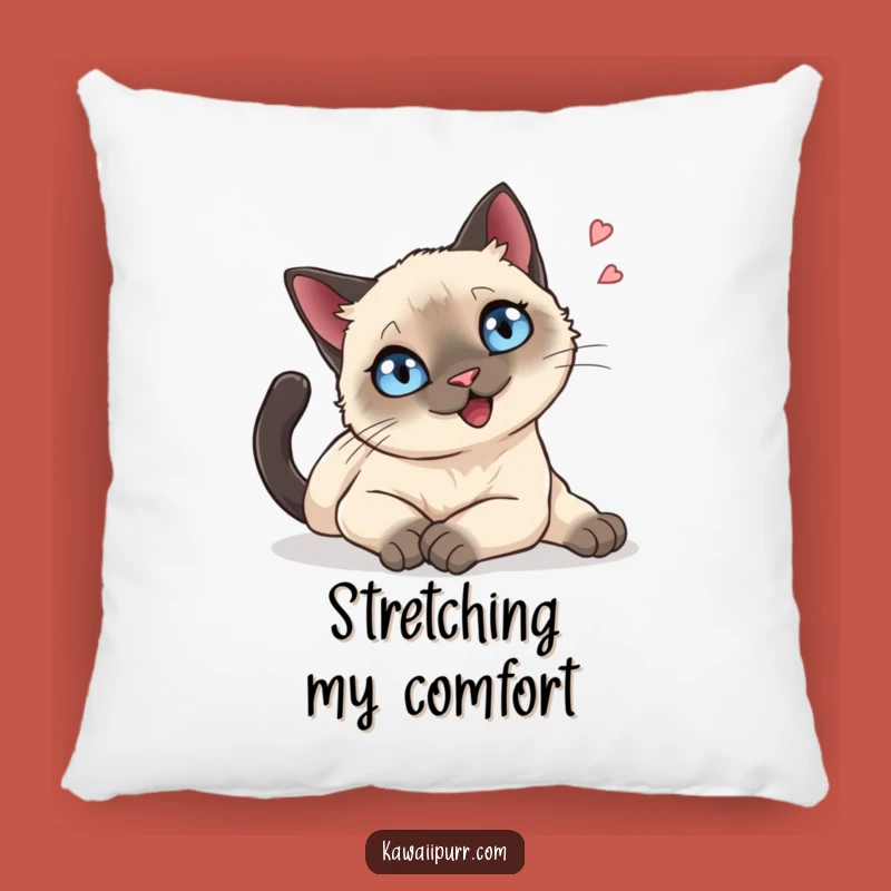 Cozy Funny Siamese Cat Pillow, Relaxed Feline Cushion, Adorable Funny Gift