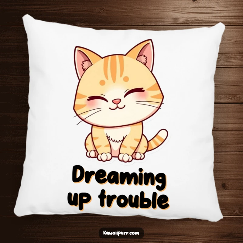 Funny Pillow featuring a cat character winking with a mischievous grin, offering soft comfort and humorous, playful vibes.