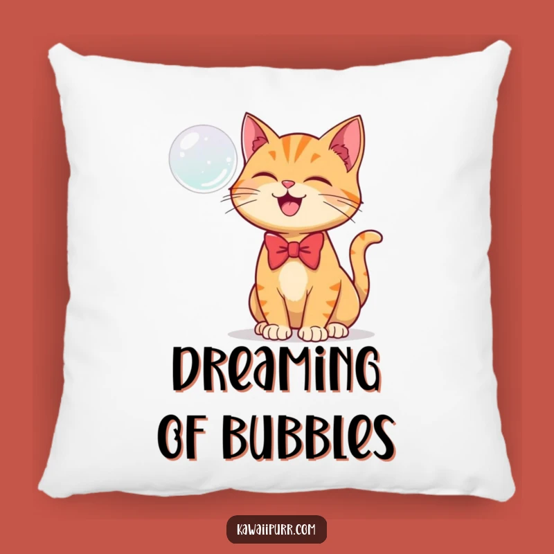 Funny Ginger Cat Bubble Pillow: Cozy Bowtie Snuggles and Feline Comfort