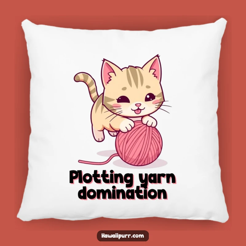 Funny Playful Cat Yarn Pillow Add Feline Mischief to Your Decor Funny Gift Accent