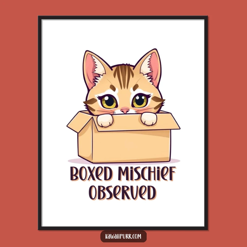 Funny Tabby Cat Box Digital Print: Instant Mischief and Feline Charm