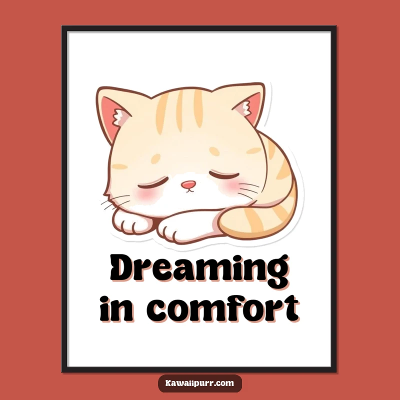 Funny Sleeping Cat Digital Print: Instant Peaceful Feline Art Gift