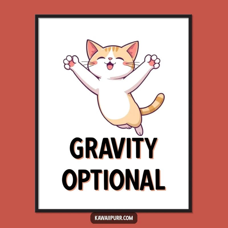 Funny Cat Leap Digital Art: Instant Feline Acrobatics Download, Unique Funny Gift