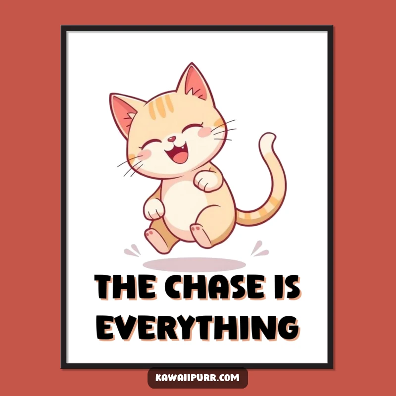 Funny Dizzy Cat Tail Chase Digital Art: Instant Energy for Your Walls, Unique Funny Gift