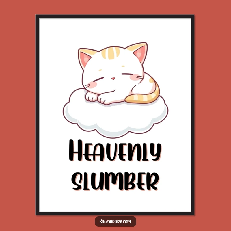 Funny Kawaii Cloud Cat Digital Art: Dreamy Humor for Your Walls