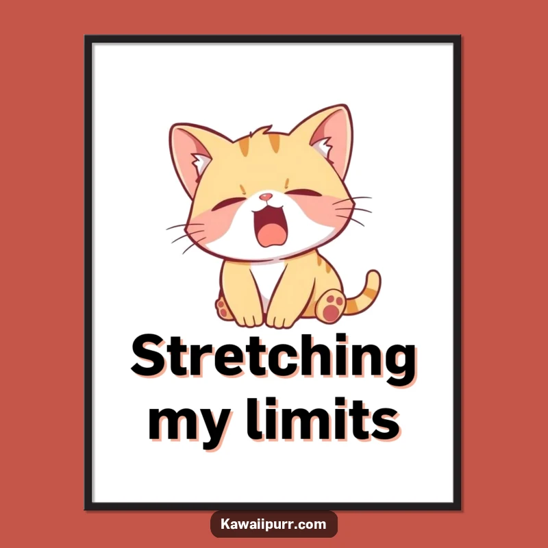 Funny Kitten Yawn Digital Art Print: High-Quality Lazy Character Art, Perfect Funny Gift Download!