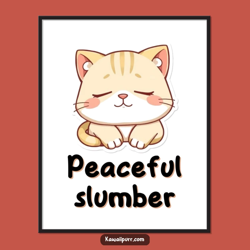 Funny Sleepy Cat Art Print: Peaceful Feline Decor!