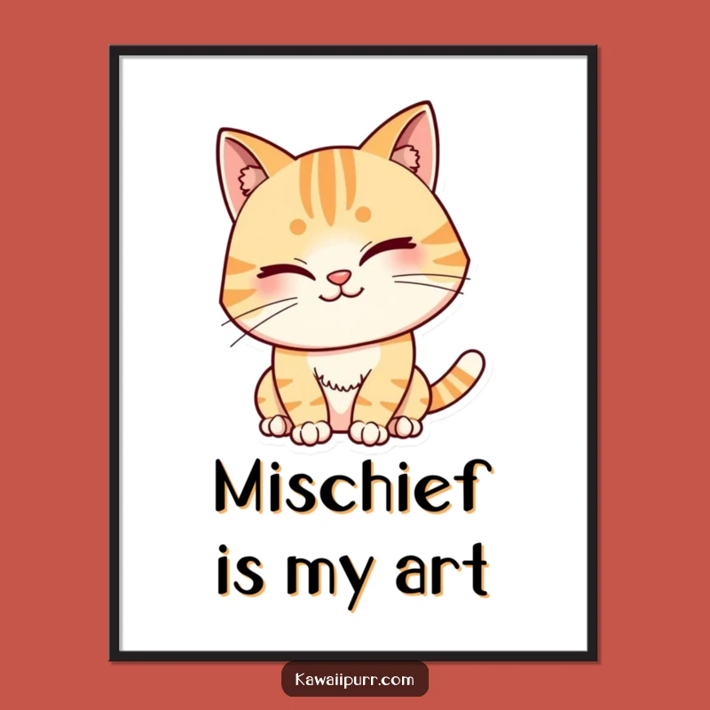 Funny Winking Cat Digital Art Print: Mischievous Grin Art, Perfect Funny Gift Download!