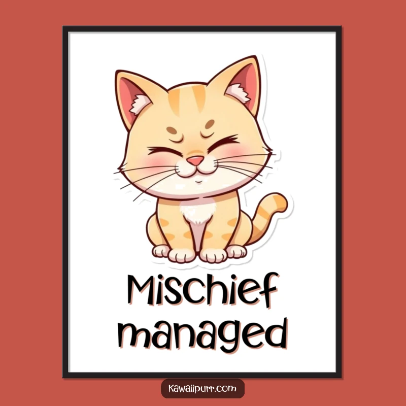 Funny Winking Cat Digital Print: Mischievous Grin Character Art Gift