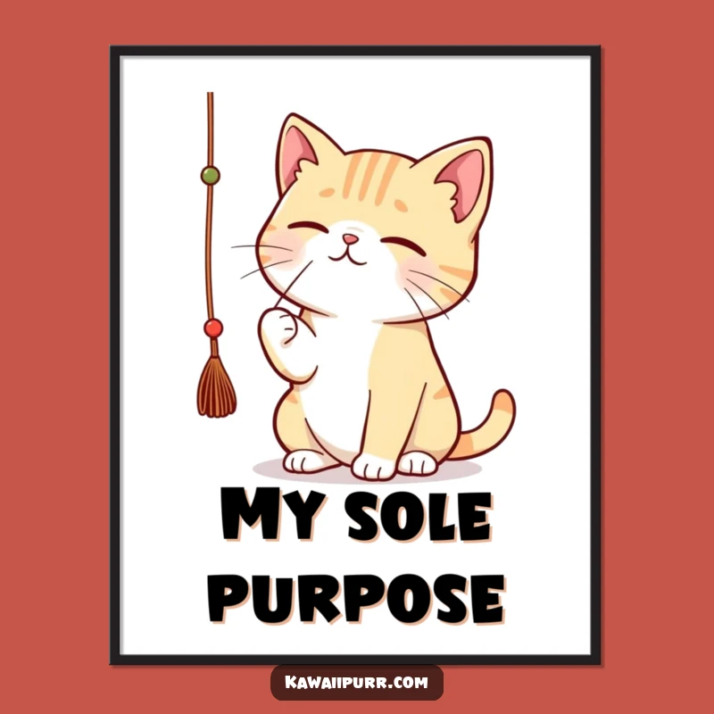 Funny Kawaii Cat String Digital Art: Instant Concentrated Feline Decor Gift