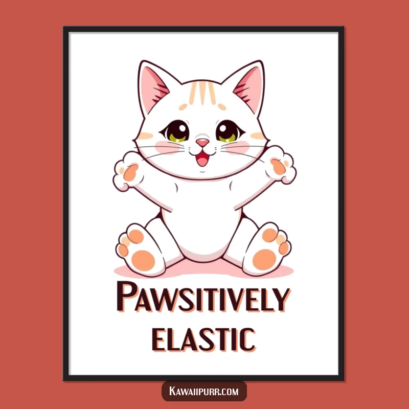 Funny Cat Stretching Digital Print: Hilarious Feline Art for Instant Energetic Decor