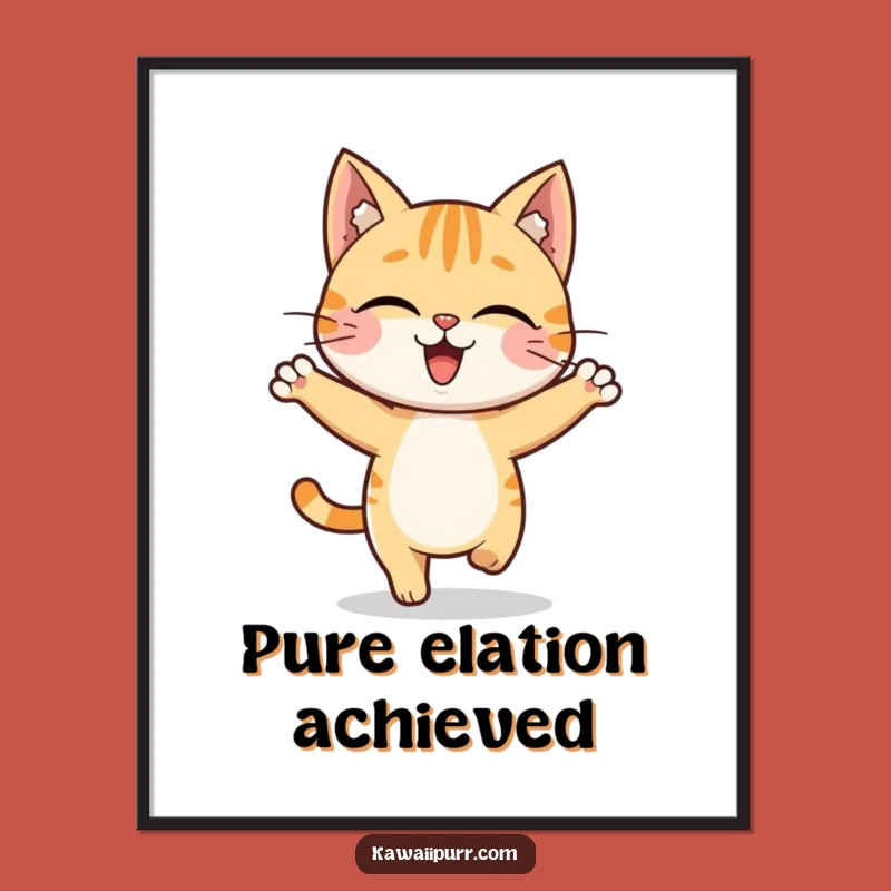 Funny Cat Hop Digital Art: Printable Character Decor, Instant Joyful Gift