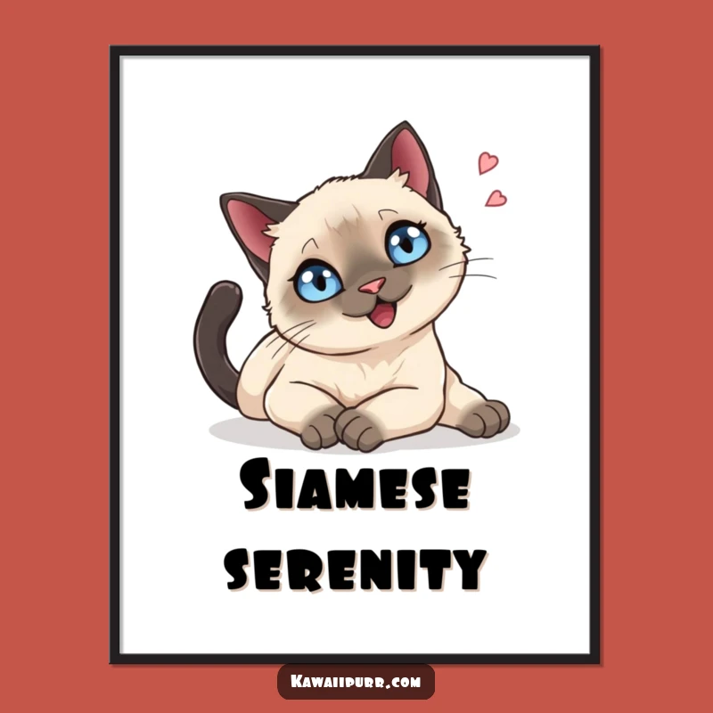 Printable Funny Siamese Cat Art, Relaxed Feline Digital Download, Instant Funny Gift