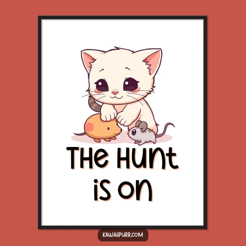 Funny Pouncing Kitten Digital Art Print: Dynamic Playful Art, Perfect Funny Gift Download!