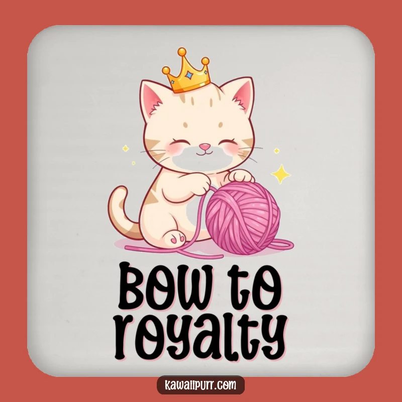 Protective Funny Crown Cat Yarn Coasters, Royal Feline Drink Set, Chic Funny Gift