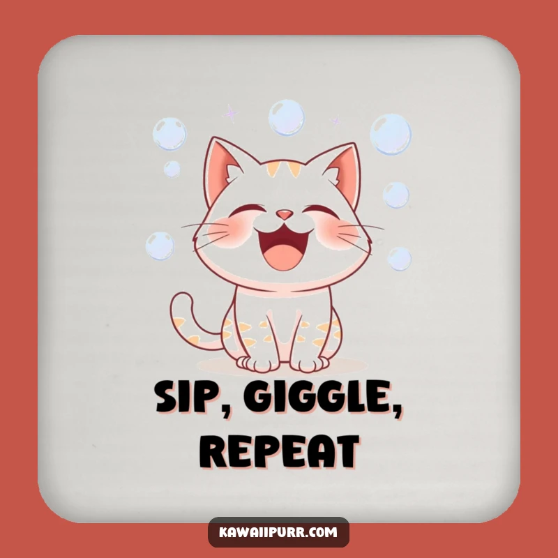 Funny Cat Laughter Coaster: Hilarious Feline Drink Protection Gift
