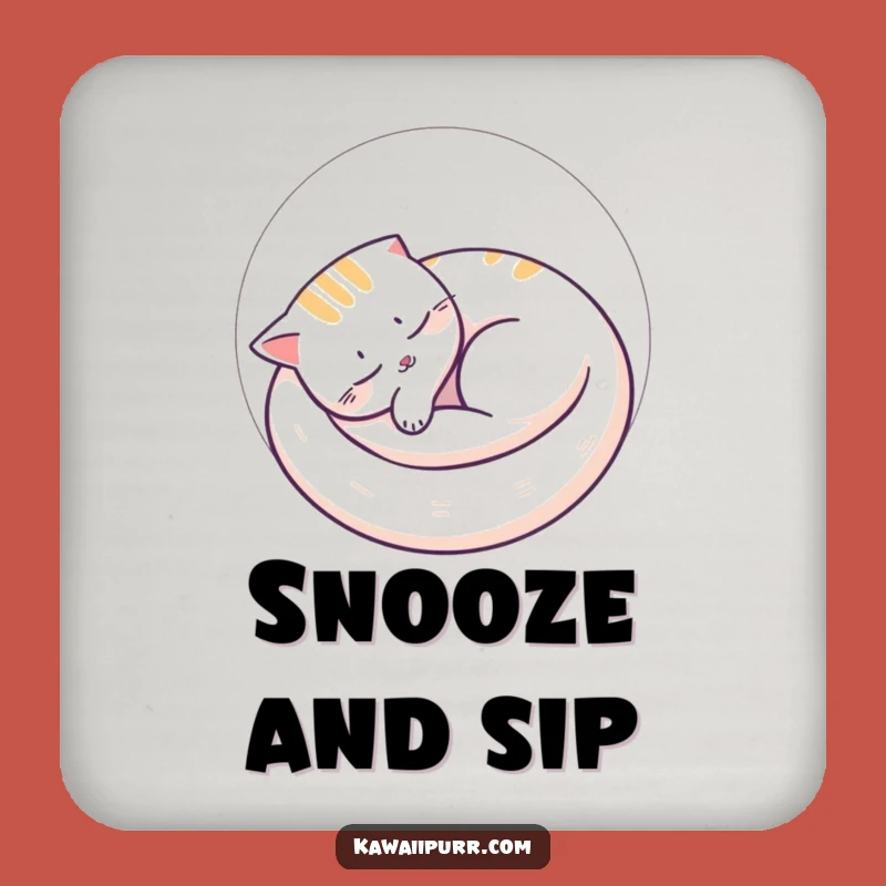 Funny Cat Nap Coaster: Protect Surfaces with Peaceful Style, Cute Gift Set