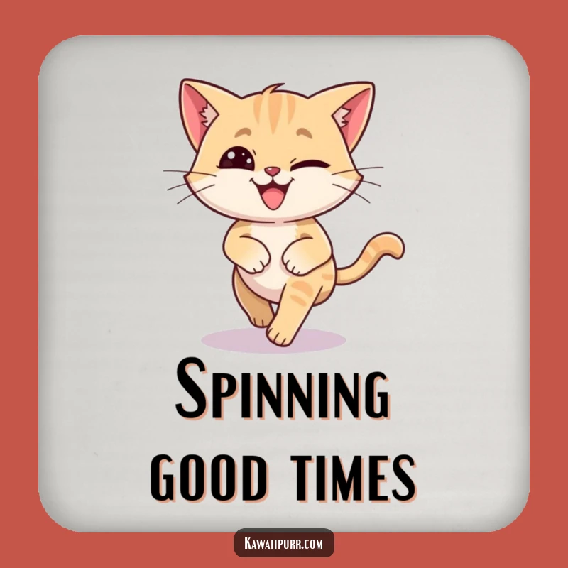 Funny Dizzy Cat Tail Chase Coaster: Protect Your Drinks!