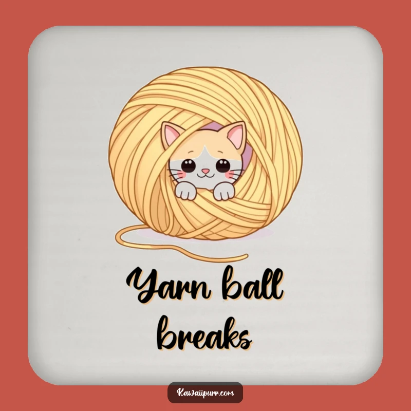 Funny Peek-a-Boo Cat Yarn Coaster: Playful Surface Protection!