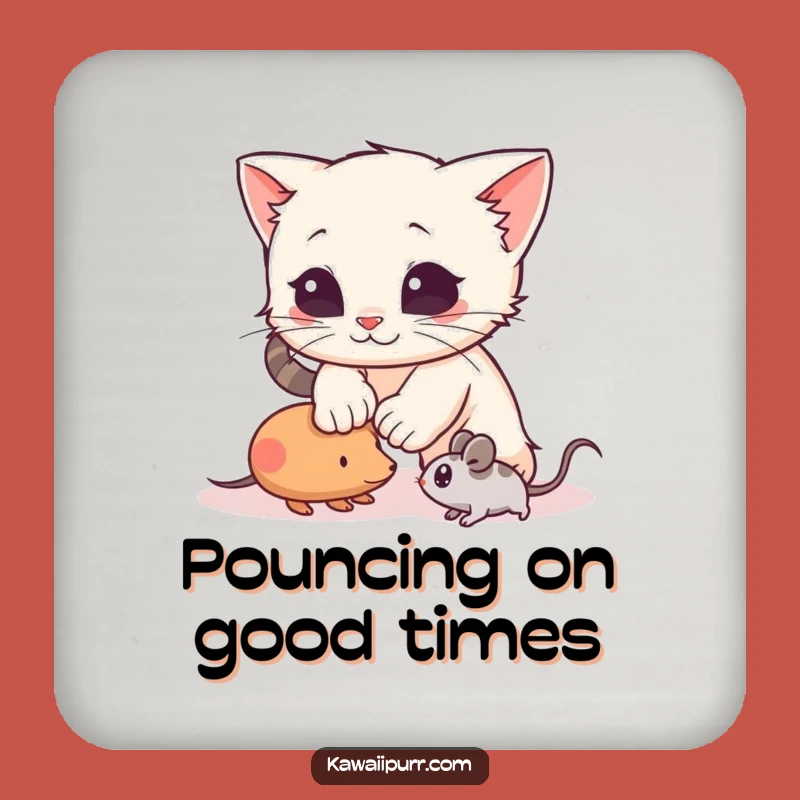 Funny Pouncing Kitten Coaster: Protect Surfaces with Playful Action, Charming Funny Gift!