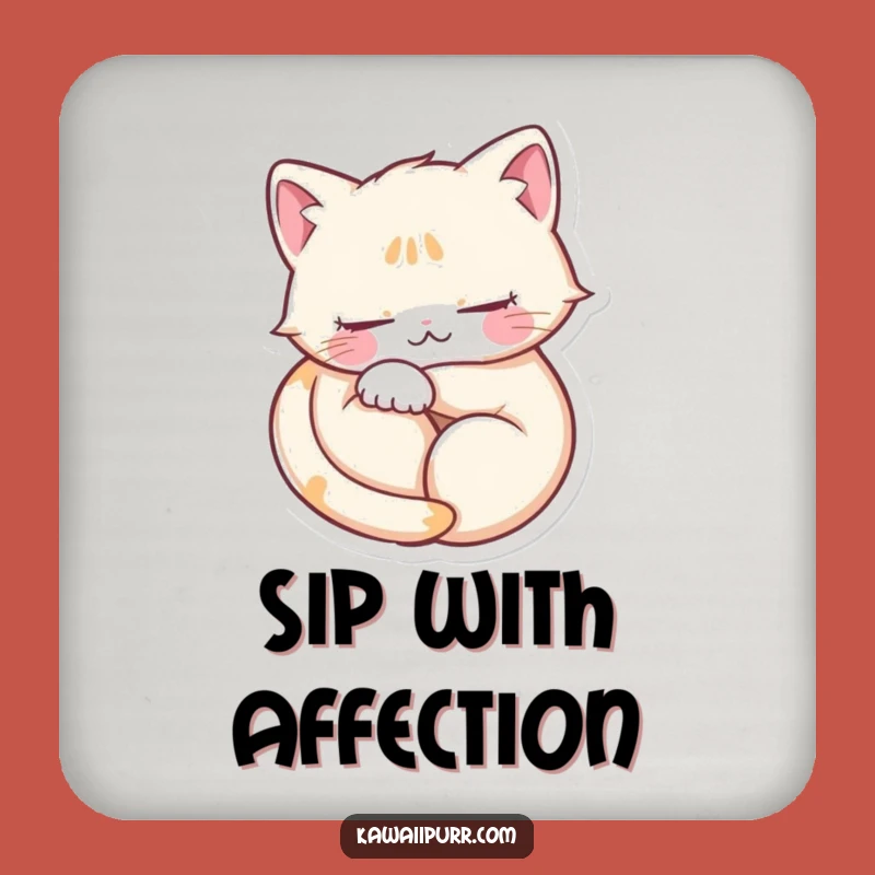 Funny Purring Cat Heart Coaster: Protect Your Surface Gift!