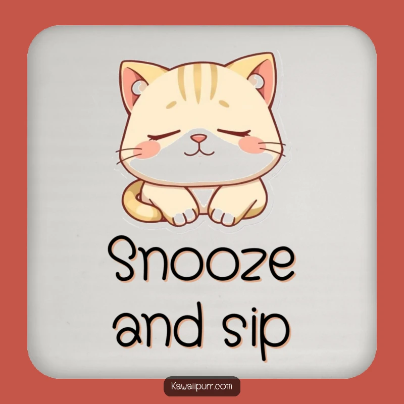 Funny Sleepy Cat Coaster: Peaceful Surface Protection!