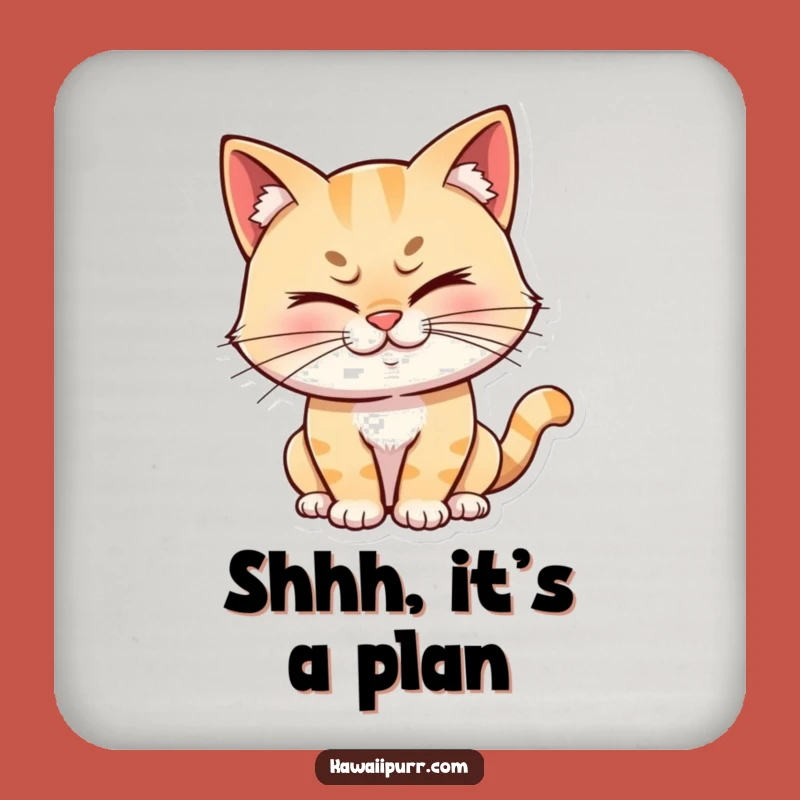 Funny Winking Cat Drink Coaster: Mischievous Grin Surface Protector Gift