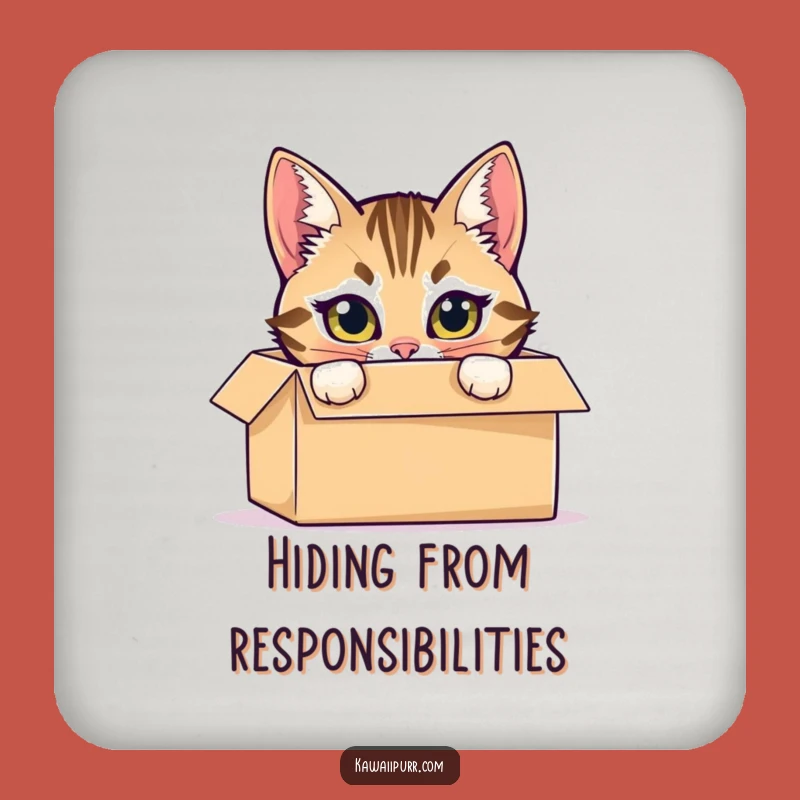 Funny Tabby Cat Box Coaster: Protect Surfaces with Feline Mischief