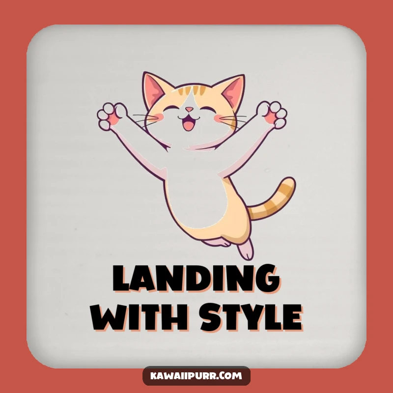 Funny Cat Leap Coaster: Protect Surfaces with Feline Acrobatics Funny Gift