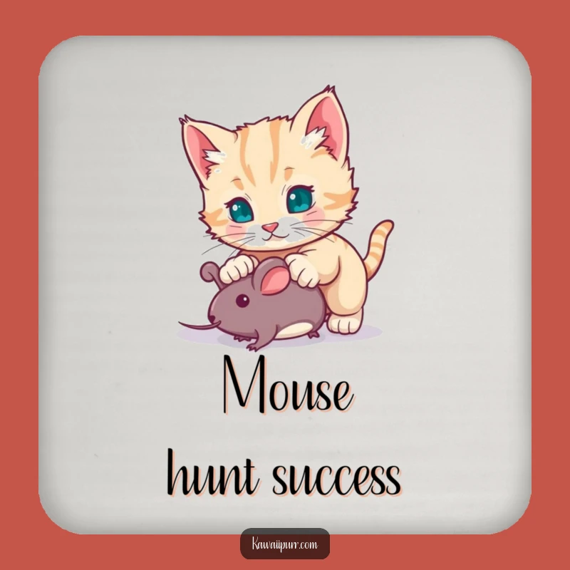 Funny Kitten Pouncing Drink Coaster: Protect Surfaces Cat Character Gift